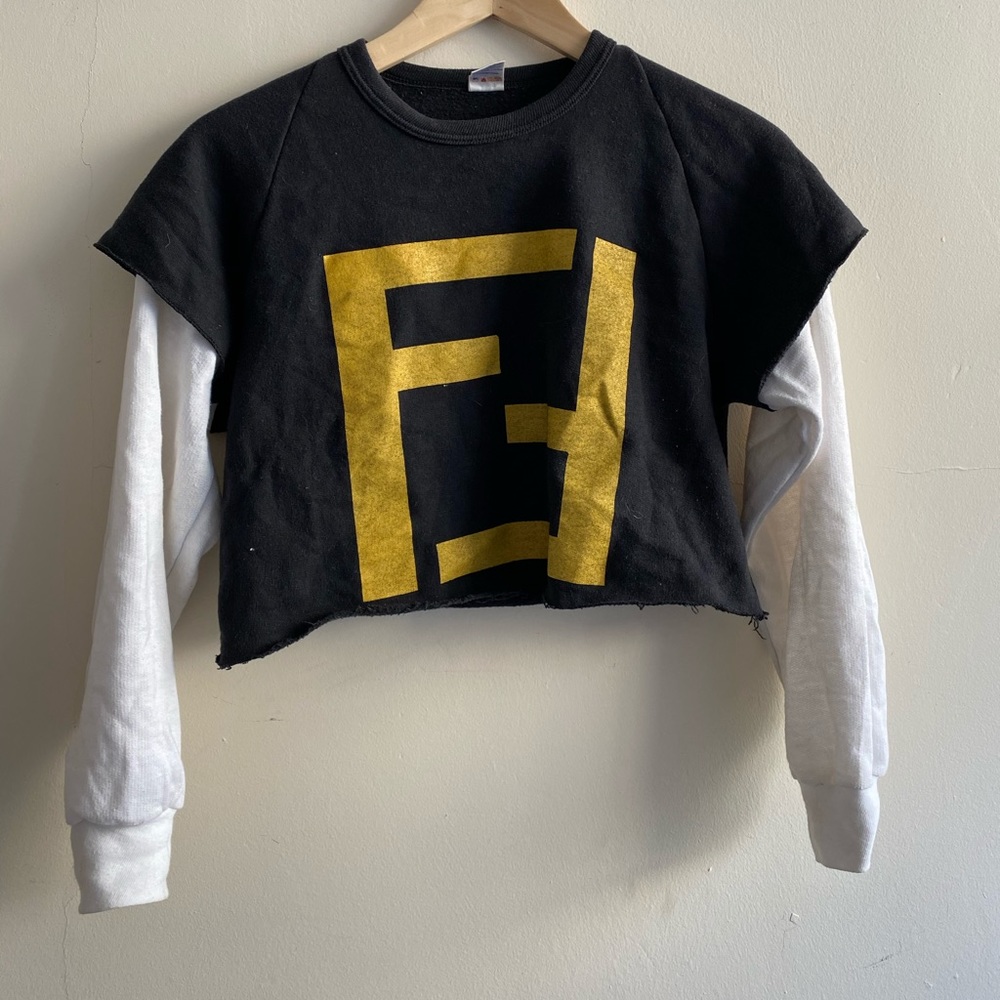 Cropped double layer sweat shirt